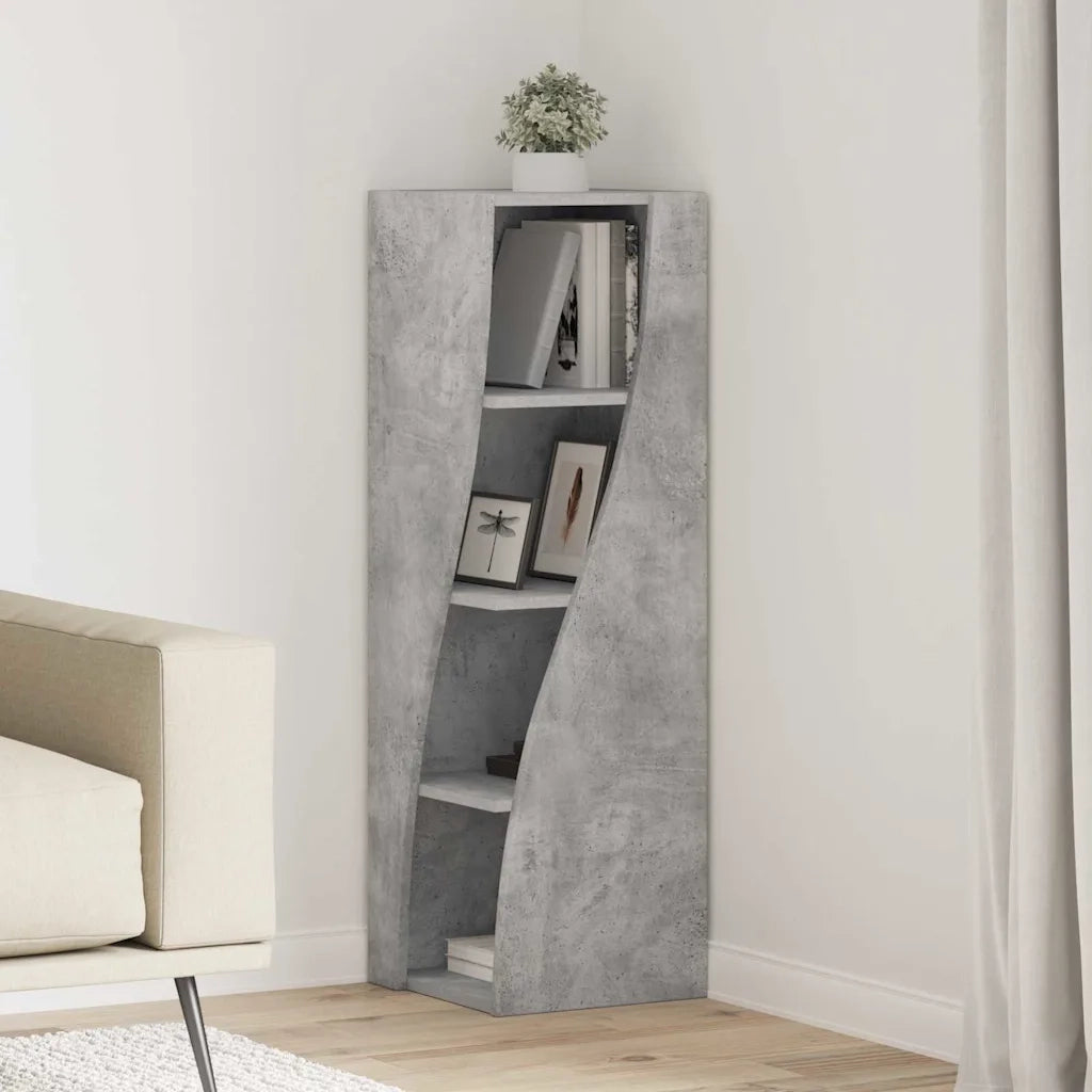 Mobile angolare Grigio cemento 32x32x102cm Legno multistrato 889858