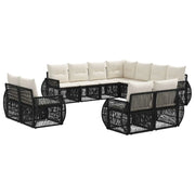 Set Divano da Giardino 11 pcs Nero e Bianco Crema polyrattan 3435586