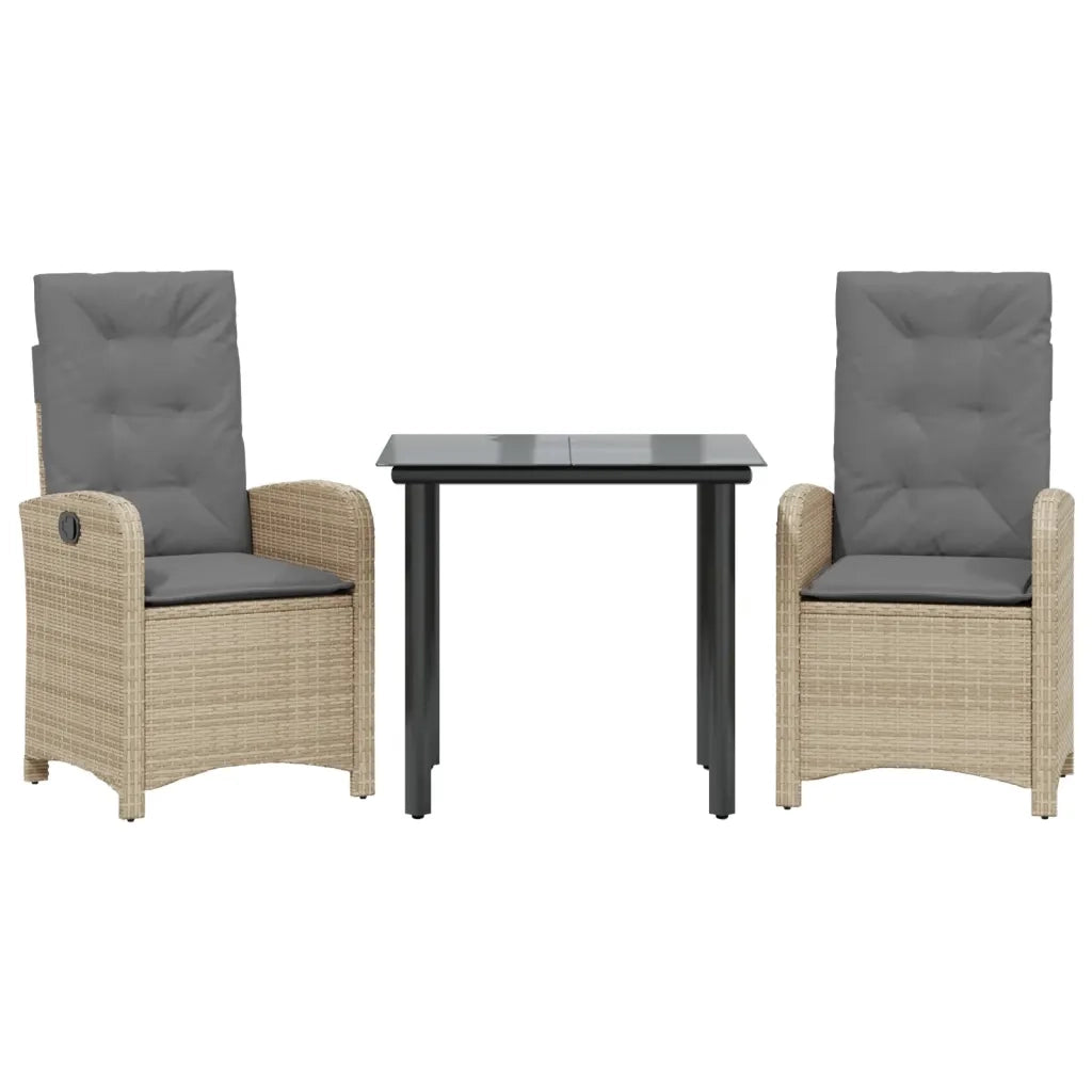 Set Pranzo da Giardino 3 pz con Cuscini Beige Misto Polyrattan 3212400