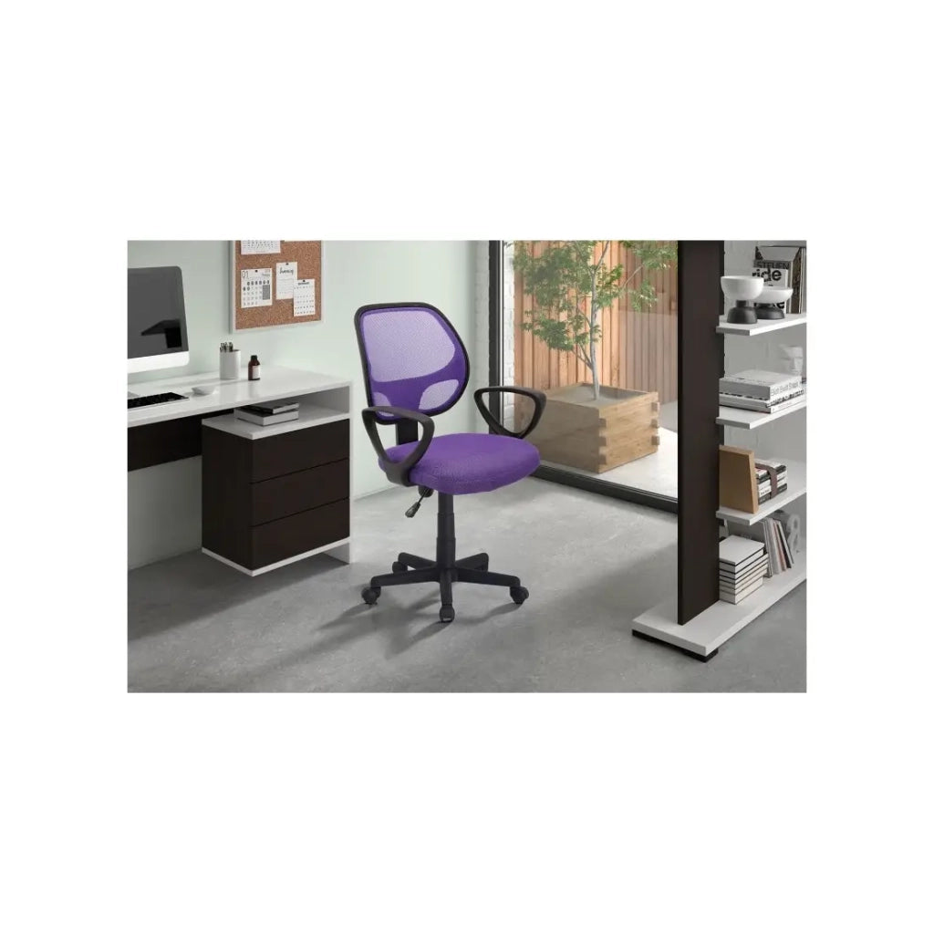 Sedia da ufficio IPOLIST – Tessuto a rete viola – Altezza regolabile 86-98 cm – Stile moderno ed ergonomico