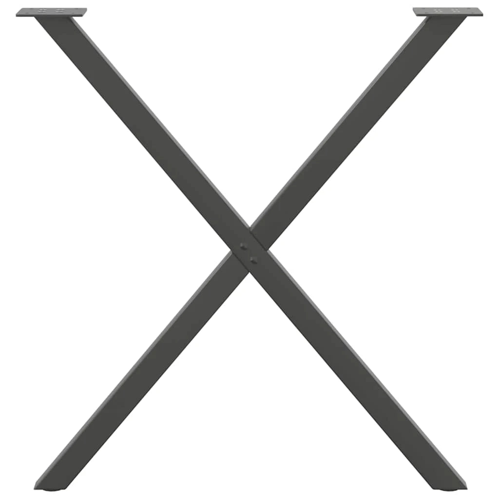 Set di 2 gambe per tavolo da pranzo a forma di X 70 x 72-73 cm finitura moderna stabile acciaio antracite 02_0057191