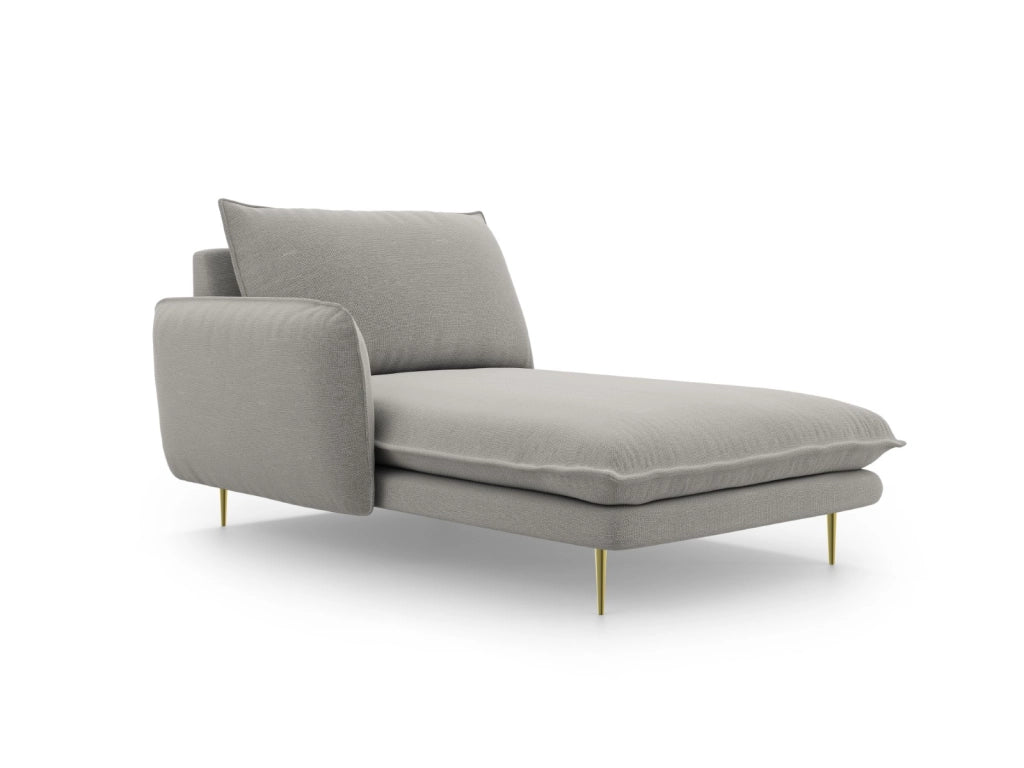 Cosmopolitan Design - Chaise longue sinistra "Vienna" in tessuto strutturato grigio chiaro 