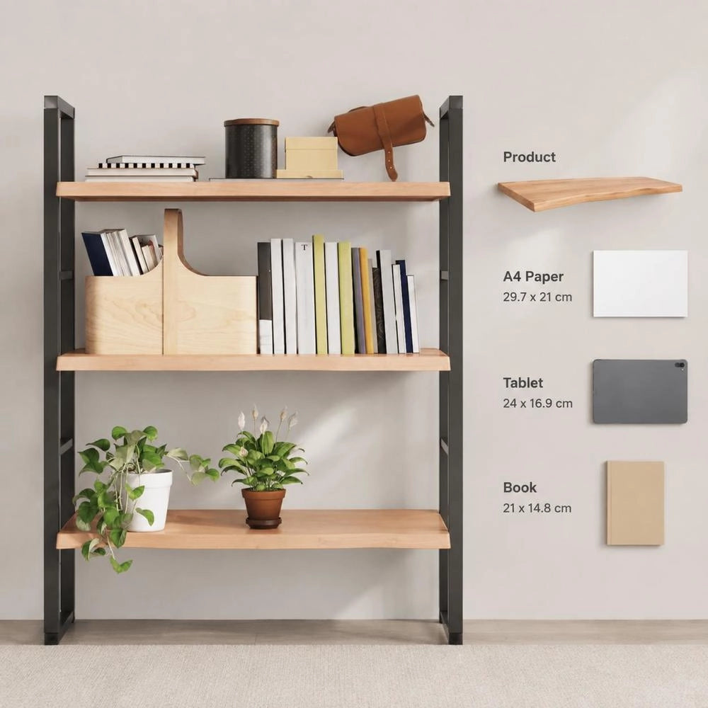 Wall Shelf, Light Brown, 80x40x(2-4) Cm, Solid Oak, Treated