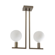 Plafoniera Twin a Soffitto con Attacco E27 per Interni - Struttura in Metallo Ottone Satinato 75W IP20 - Design Decorativo - Rossini Group