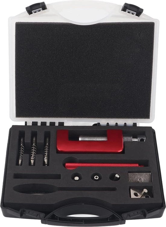 Freni motociclistici universali - Strumenti per separare catene motociclistiche - Attrezzatura per separare catene motociclistiche - 12 pezzi con scatola di trasporto - ATV Dirt Bike.