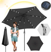 Ombrellone da giardino - 2.7m - 30° inclinabile - impermeabile - con LED - grigio