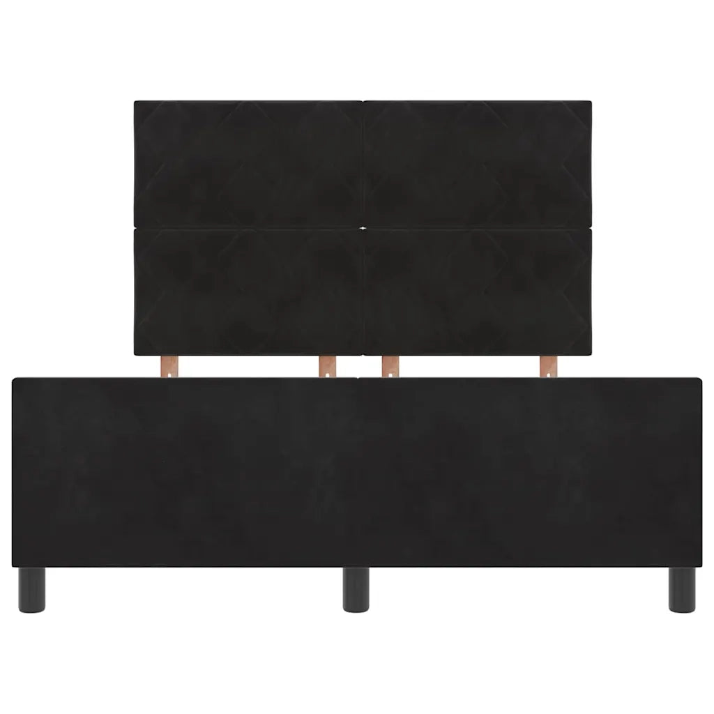 Letto a molle con testiera Nero 140 x 190 cm Velluto