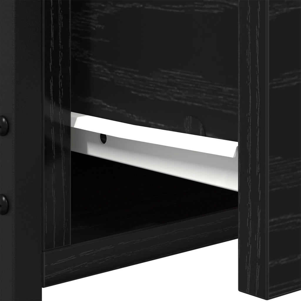 Comodino  Nero Rovere 34x36x50 cm Legno ingegnerizzato e Acciaio