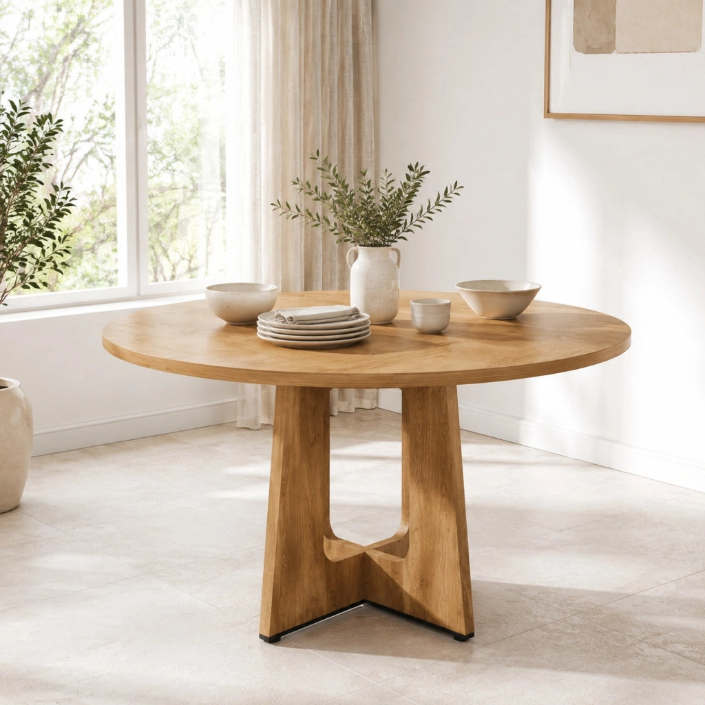 Tavolo da pranzo 4-6 posti con piedi regolabili; per cucina e sala da pranzo; in MDF; 120 cm; rovere