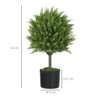 Pianta Finta Albero Cedro con Vaso Incluso per Interno ed Esterno, Altezza 55 cm, Verde