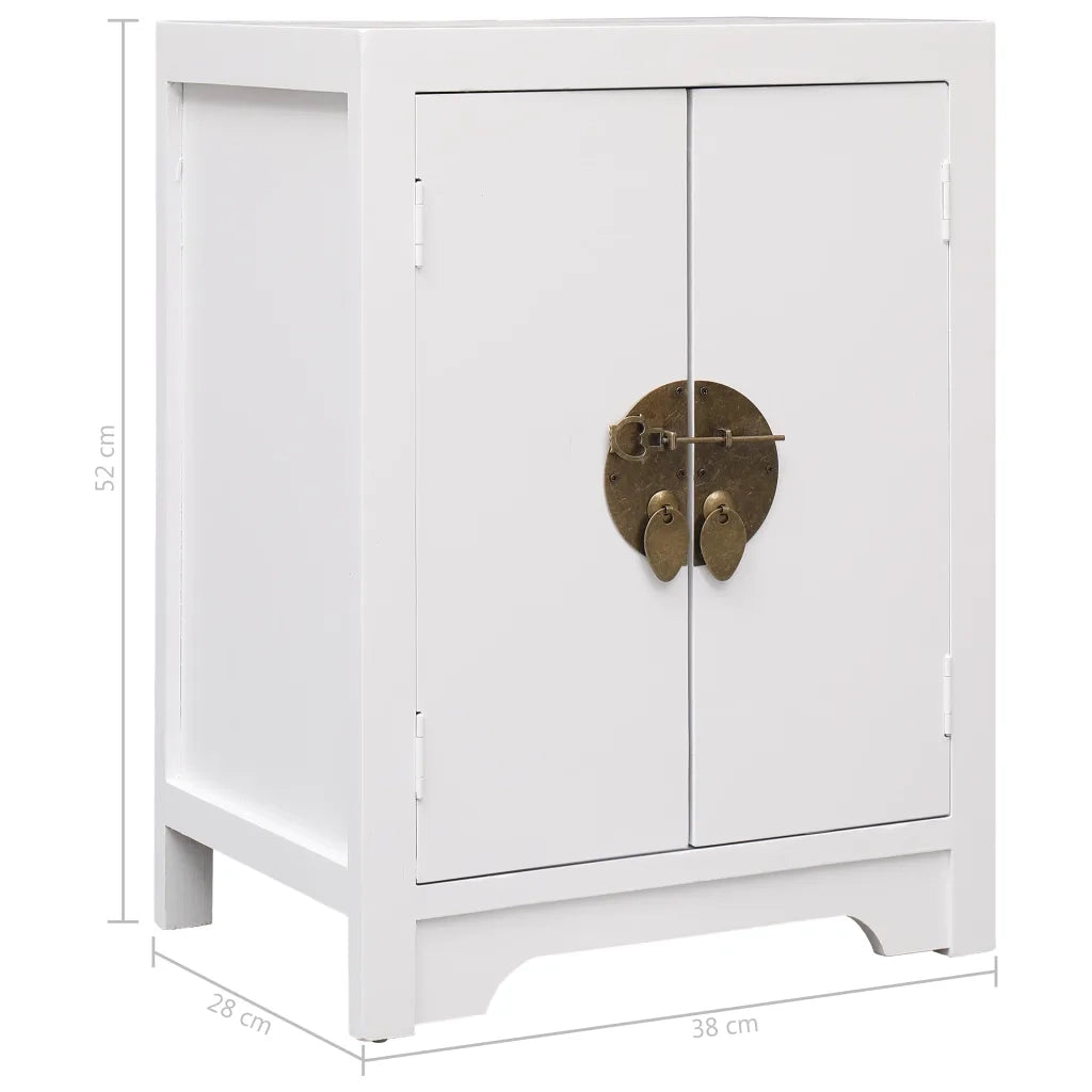 Comodino-Tavolino da notte Bianco 38x28x52 cm in Legno di Paulownia