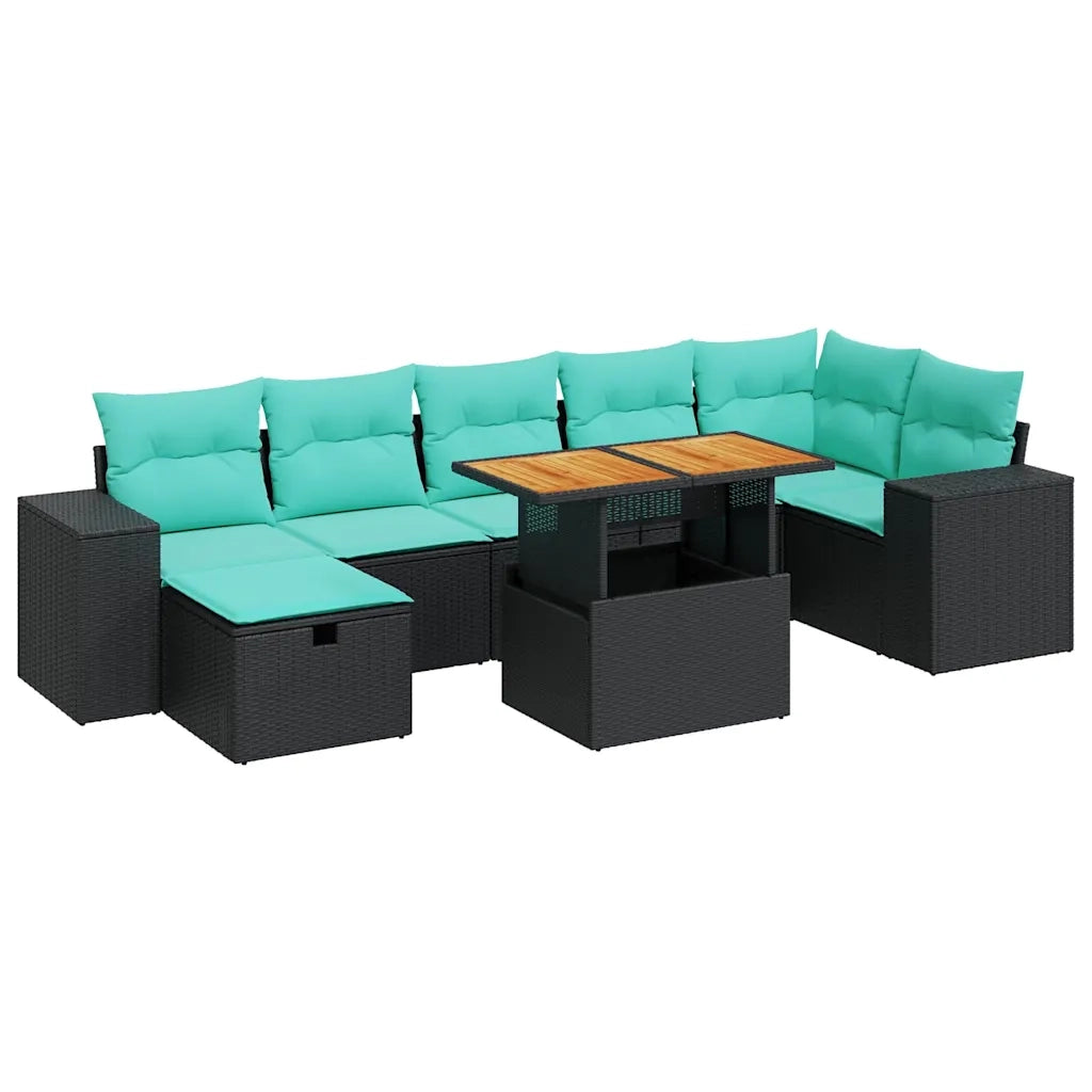Set Divano da Giardino 8pz con Cuscini Grigio Polyrattan Acacia 3328093