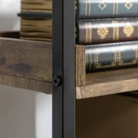 Libreria Stile Industriale a 5 Ripiani in Legno e Metallo, 48x30x155cm, Marrone Rustico