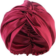 Cappello di notte in 100% seta per donne - Cappello di seta per dormire con cappuccio da doccia - Buono per i capelli - Cappello di seta morbido - Cappello di seta - Cappello di seta regolabile a doppia pelle - Cura capelli cappello da capo - 26 x 23 cm