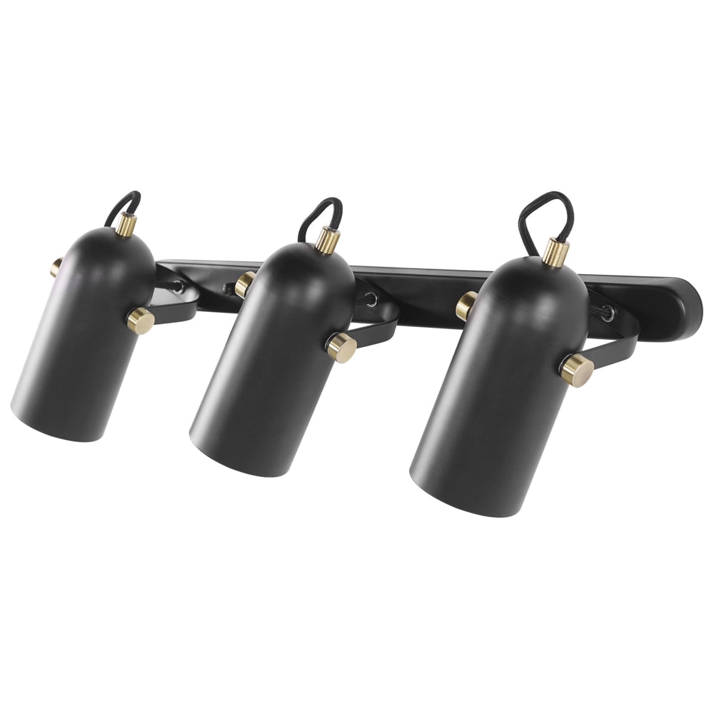 Lampada da parete in metallo Nero a 3 luci Faretto con paralume regolabile industriale Home Office