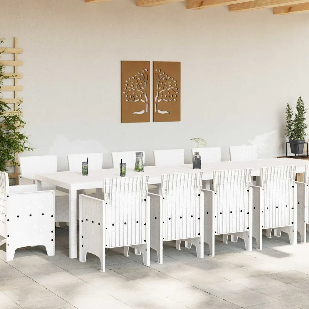 Set da Pranzo per Giardino 15 pcs Bianco Rattan Polt 3378646