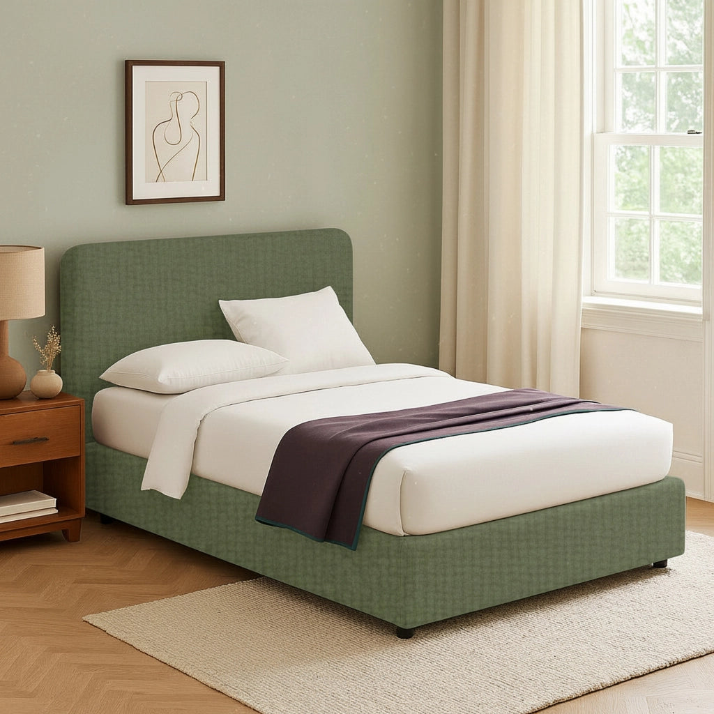 Reading, Letto Singolo Sfoderabile Made in Italy, Verde