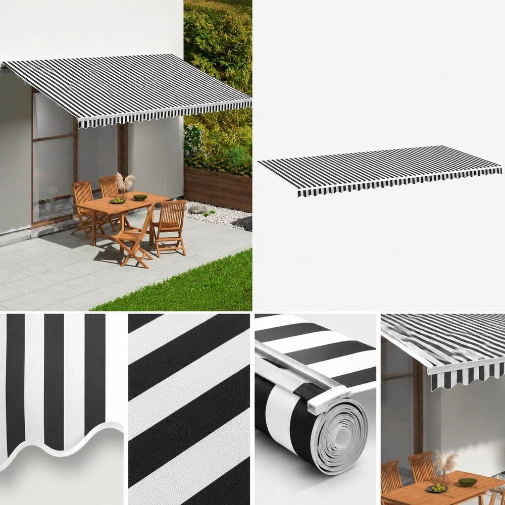 Awning Fabric Anthracite And White 6x3 M