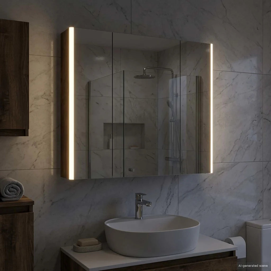 Mobiletto per specchio da bagno Rovere fumé 83,5 x 15,5 x 70 cm