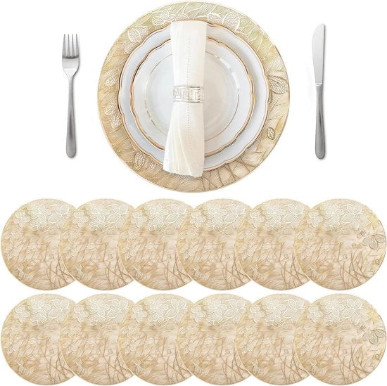 12 placemats in vinile dorato, placemats metallic dorato placemats rotondi per tavola da pranzo e da cena, matten per tavola da natale, matten per tavola da ringraziamento, matten per tavola da matrimonio, decorazione per tavola.