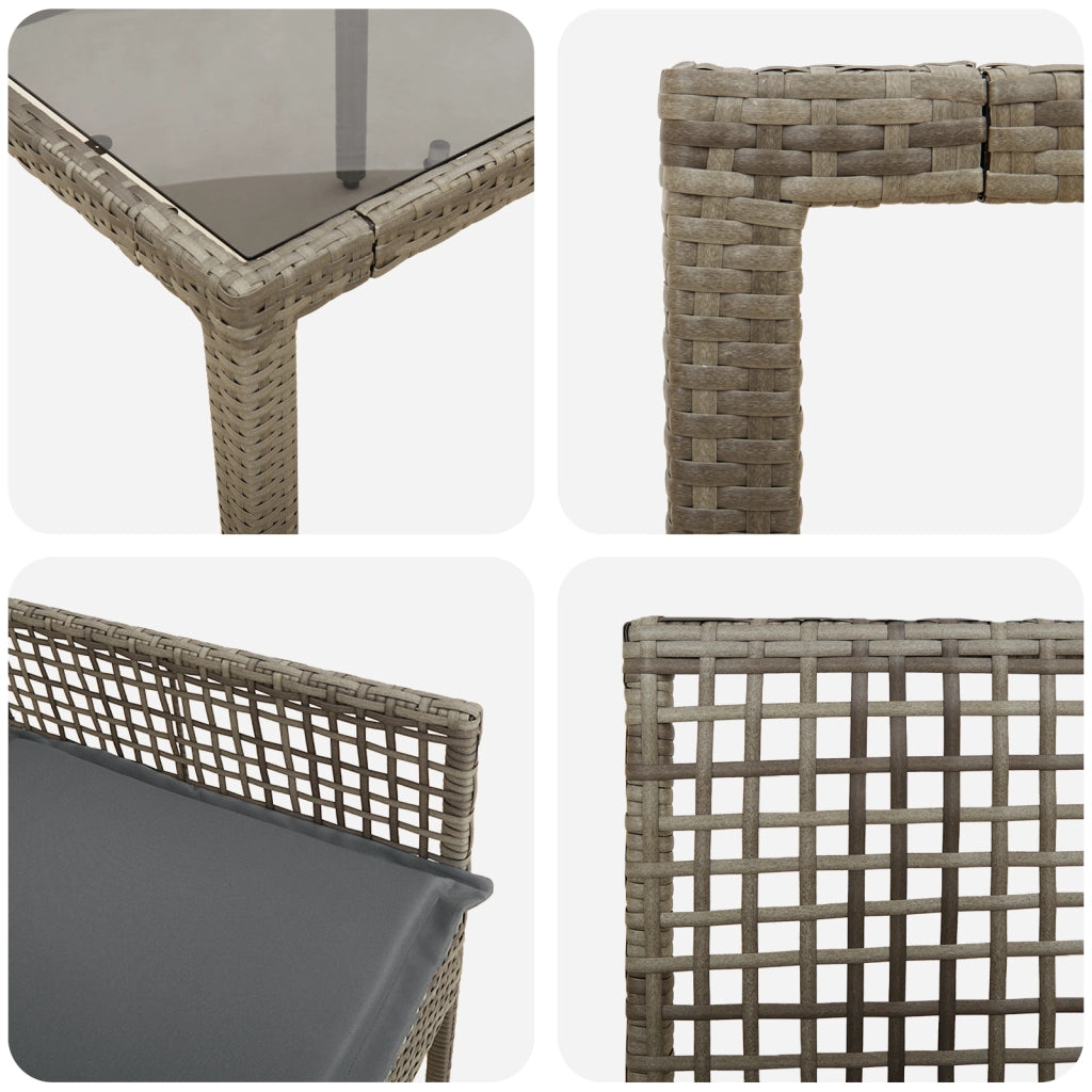 Set da Pranzo da Giardino 5 Pezzi con Cuscini Grigio in Polyrattan