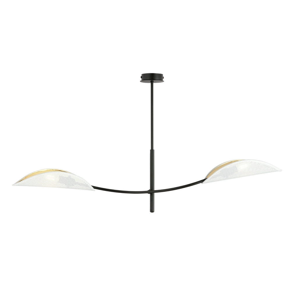Plafoniera Emibig Lotus 2 luci E14 metallo nero/bianco oro