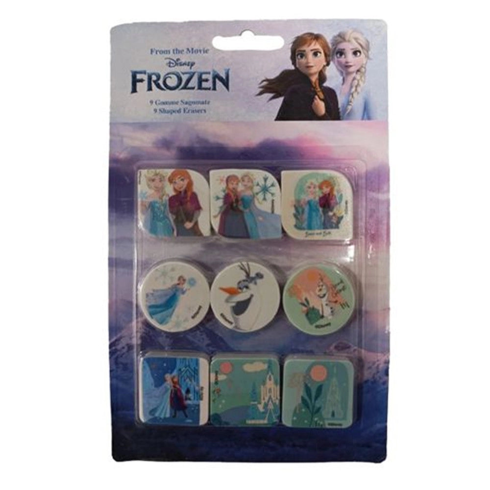 Trade Shop - Kit Gomme Per Cancellare 9pz Sagomate Tema Frozen Cancelleria Per Bambine Scuola 955340 -