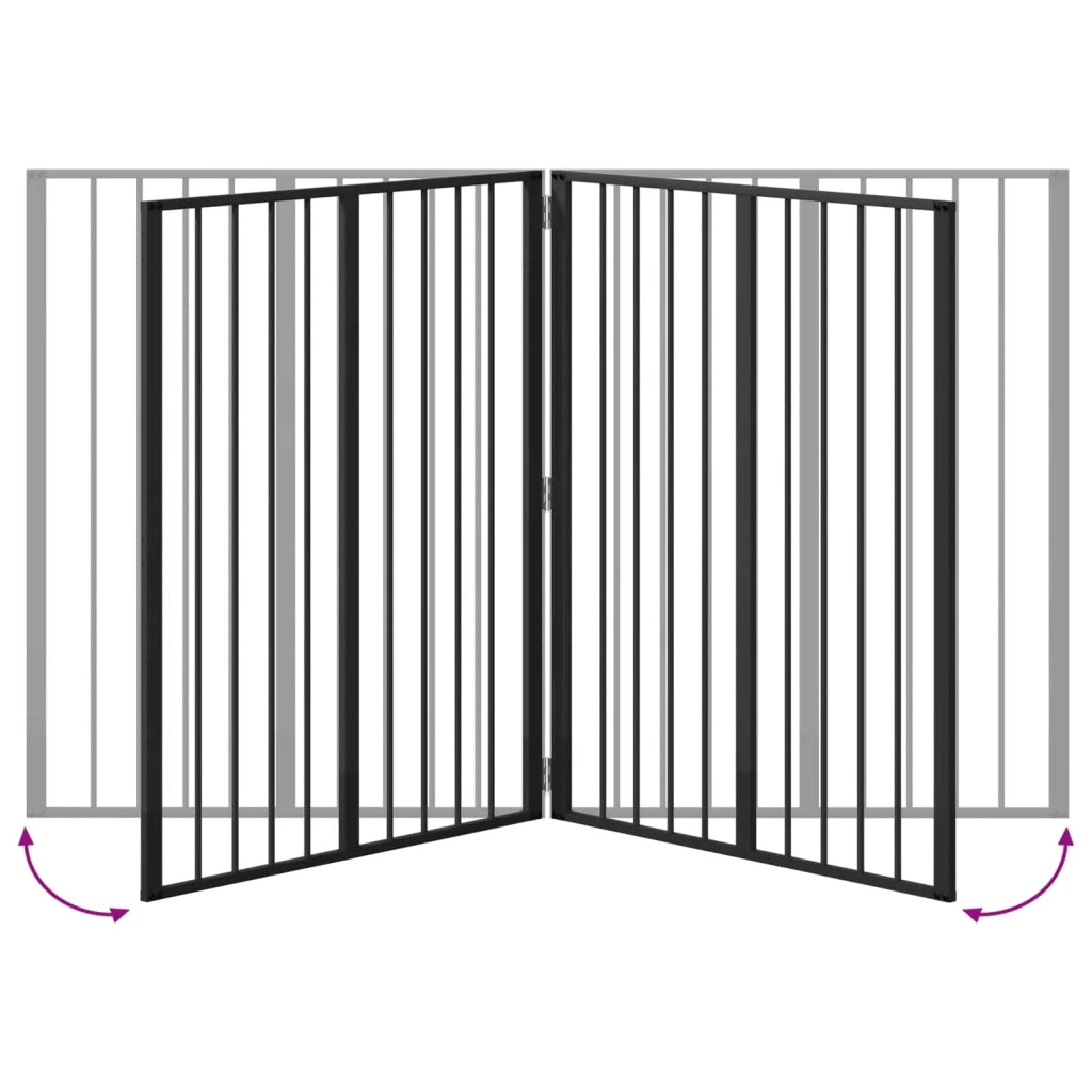 Cancello per cani 4 pcs Nero 80 x 100 cm Acciaio zincato 892002