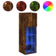 Mobile TV | Armadietto TV | Mobile Porta TV con Luci LED Rovere Fumo 30,5x30x90 cm
