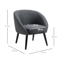 Sedia da pranzo sedia da soggiorno sedia da ufficio sedia imbottita moderna poliestere legno grigio 71 x 65 x 75 cm