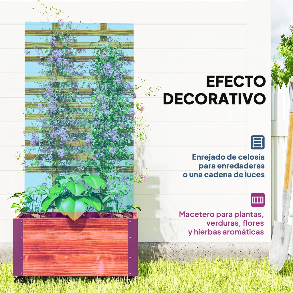 Fioriera con Ruote Griglia Doppio Strato ¨C Xylo ¨C Tessuto Non Tessuto Angoli Metallo 65x31x147 cm