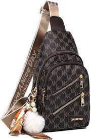 Borsa da Spalla per Donna in Pelle con Tasca Anteriore Piccola Borsa da Spalla per Ciclisti, Escursionisti, Viaggiatori