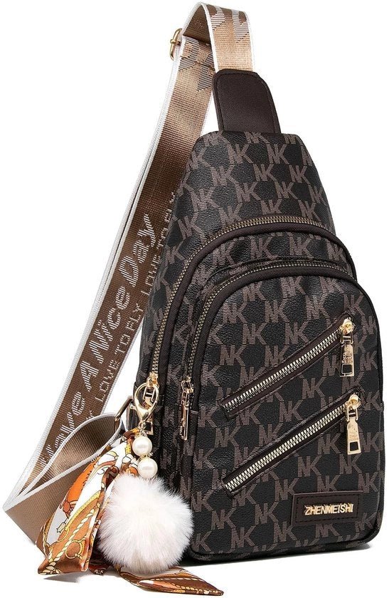 Borsa da Spalla per Donna in Pelle con Tasca Anteriore Piccola Borsa da Spalla per Ciclisti, Escursionisti, Viaggiatori