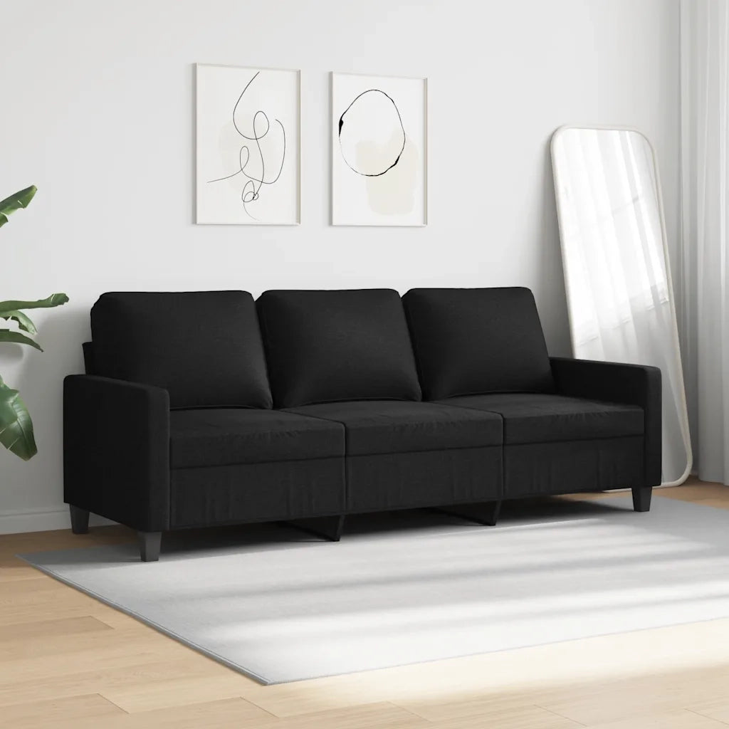 Divano | Divano da soggiorno | Sofa a 3 Posti Nero 180 cm in Tessuto