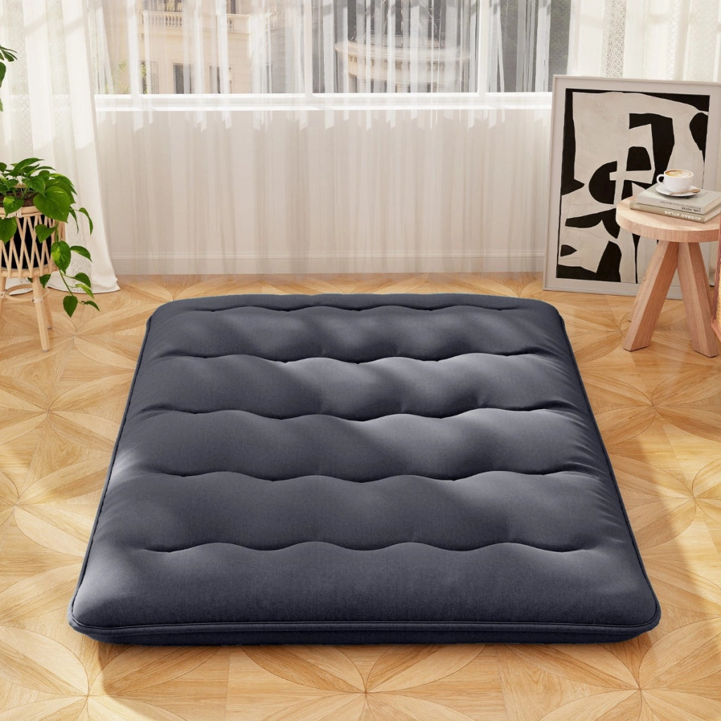 Materasso futon portatile con copertura lavabile sacca da trasporto-Tappeto arrotolabile per pavimento 140cm Nero