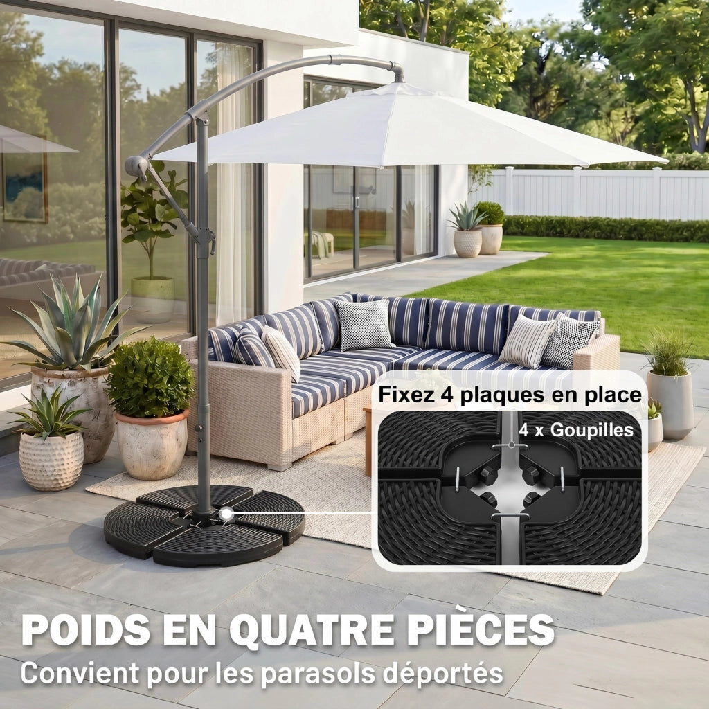 Base per Parasole ¨C zephmum ¨C 100x100x8 cm HDPE Effetto Rattan Nero
