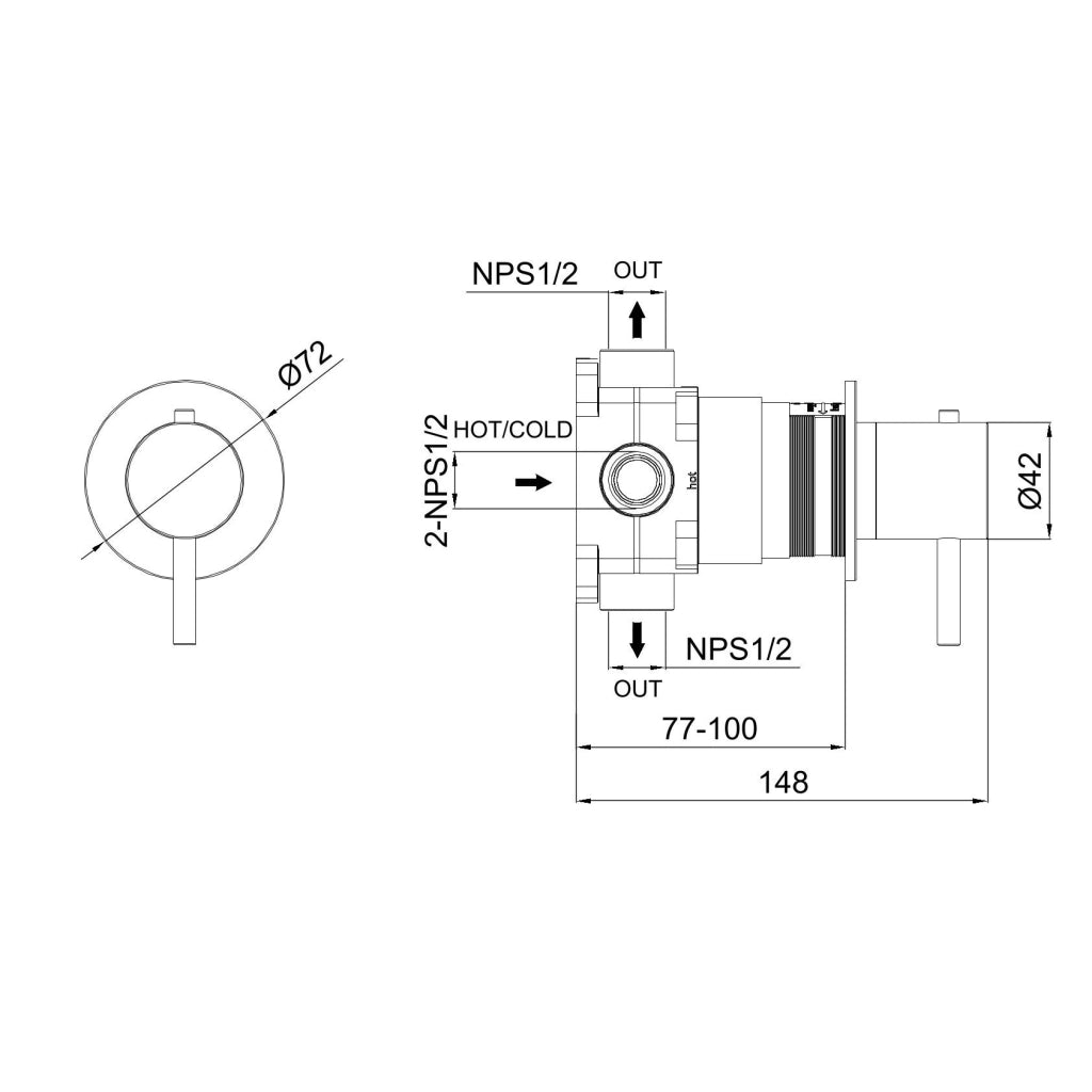 SINED Miscelatore muro doccia termostatico in acciaio inox 316L satinato con controllo automatico della temperatura ideale per installazioni interne ed esterne Modello LEVANTE