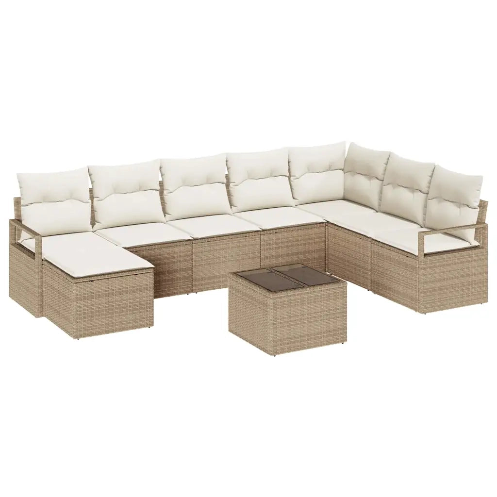 Set di divani con cuscino 9 pcs Beige polyrattan 3346511