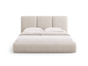 Cosmopolitan Design - Letto a cassettone con testiera "Nicolas" 160x200cm in ciniglia beige 