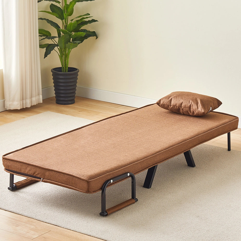 Poltrona Letto Reclinabile Chaise Lounge e Seduta Imbottita Convertibile Marrone
