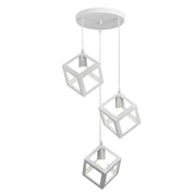 Lampadario Bianco Moderno a Sospensione 3 Cubi Geometrici Design Minimal Attacco E27 Lampada Soffitto Regolabile per Cucina Soggiorno Sala da Pranzo