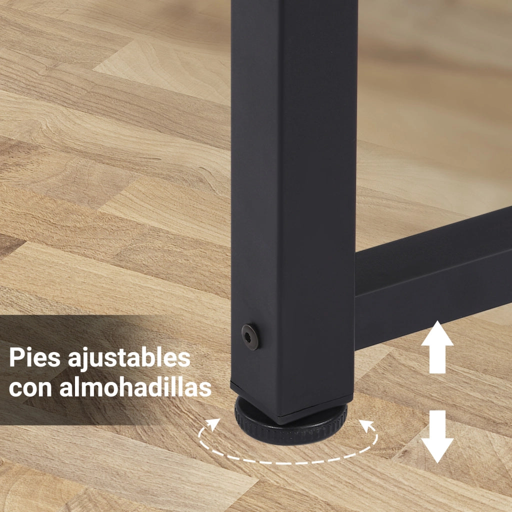 Scrivania in Legno con Cassetto e Gambe Regolabili ¨C Zephmum ¨C Nero e Naturale 120x60x76 cm