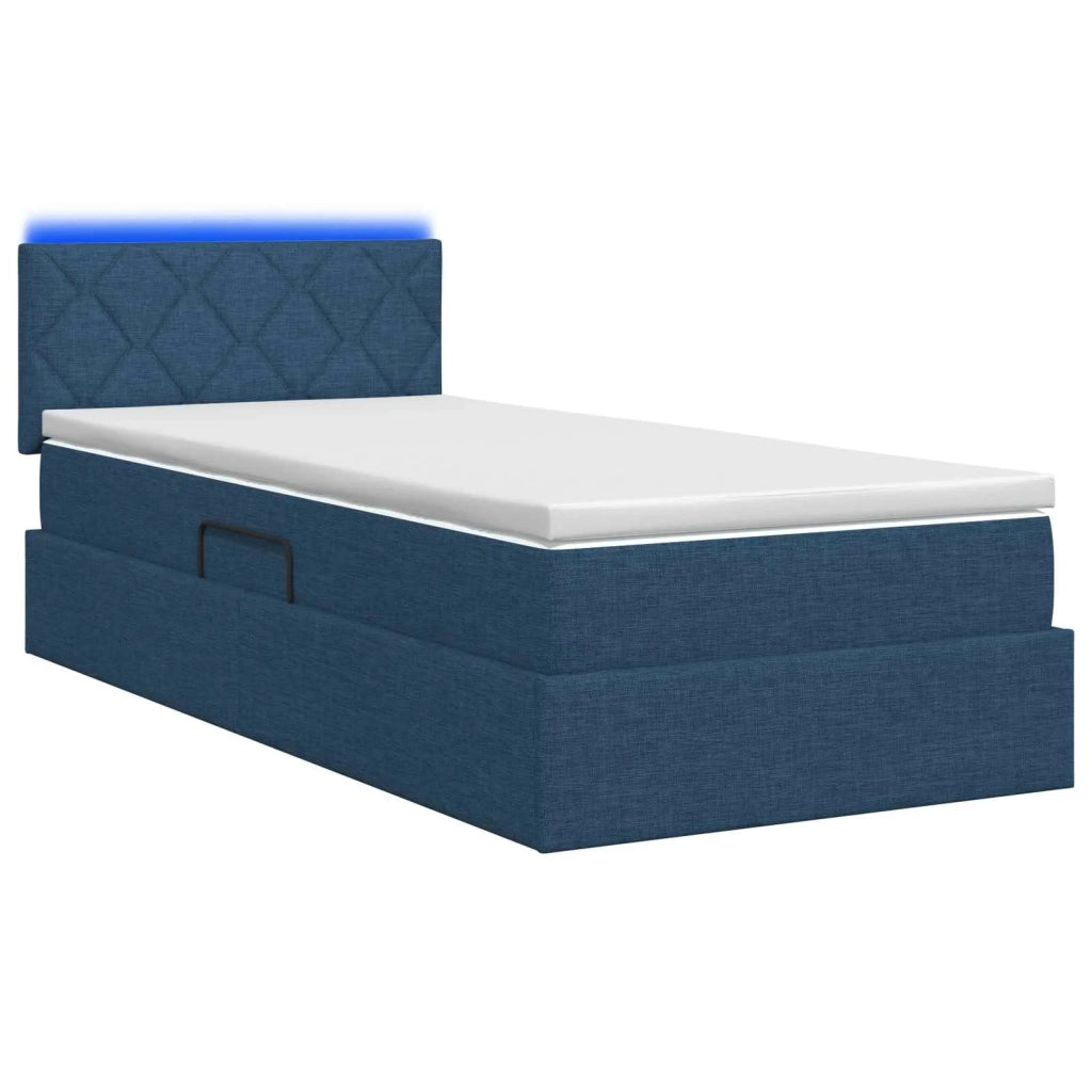 Letto con contenitore LED e materasso Blu 90 x 190 cm Tessuto 3459098