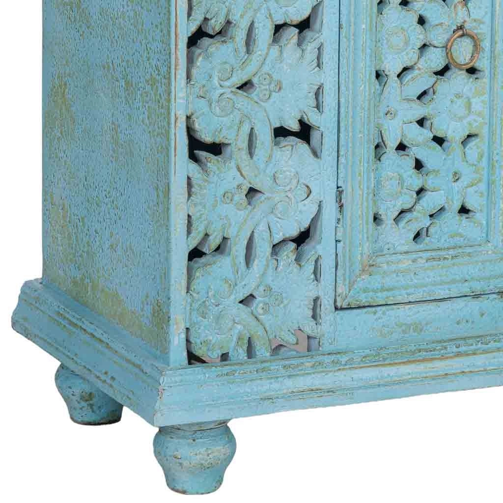 Tavolino da ingresso in legno blu 90x40x90 cm