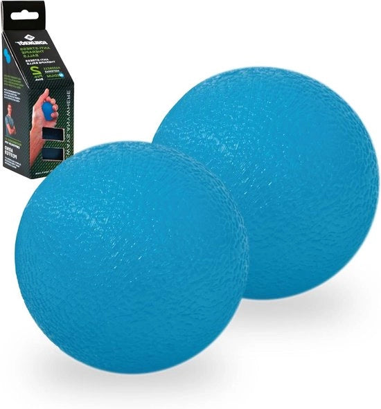 Set di palline terapia anti-stress da 2 palline blu-gialle per allenamento della presa e della dita, modello 960118