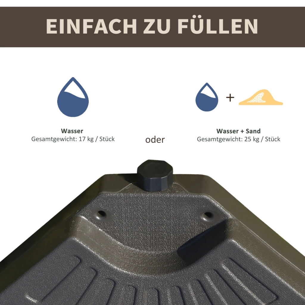 Base per ombrellone 4 pezzi ¨C zephmum ¨C riempibile con sabbia/acqua, HDPE, colore caff¨¨