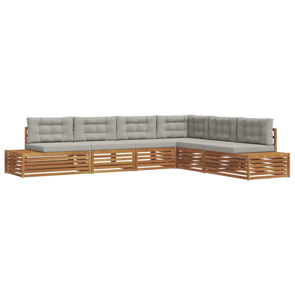 Set di divani da esterno 6 Pezzo Grigio Naturale e Chiaro