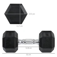 Set 2 Manubri Esagonali da 10kg in Metallo e Gomma per Workout in Palestra, Casa e Ufficio, Nero