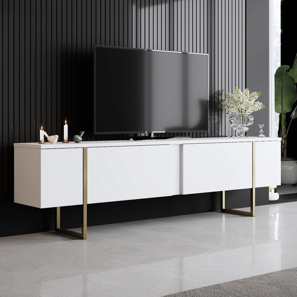 Porta TV in legno "Luxe" - 180 x 30 x 50 cm - Oro bianco