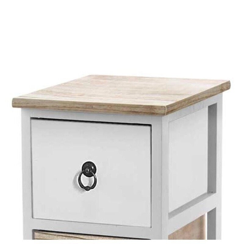 CASSETTIERA IN LEGNO CON 2 CASSETTI COLORE BIANCO E NATURALE 26 X 32 X 46 CM